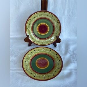Pier 1 ETRUSCO Salad Luncheon Plates Hand Painted Italy 8” Earthenware Set of 2